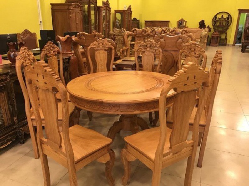 Mẫu bộ bàn ăn gỗ gõ đỏ 8 ghế