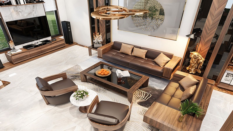60 Mẫu bàn ghế - Sofa gỗ óc chó phòng khách hiện đại giá rẻ