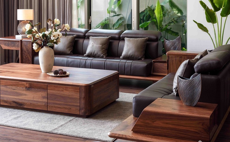60 Mẫu bàn ghế - Sofa gỗ óc chó phòng khách hiện đại giá rẻ